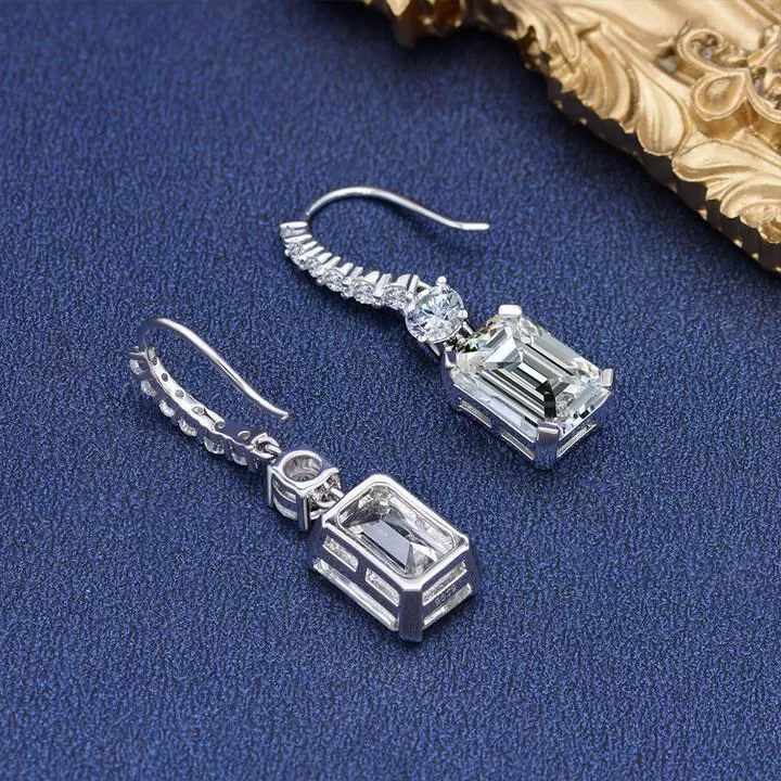 Emerald Cut Drop Earrings