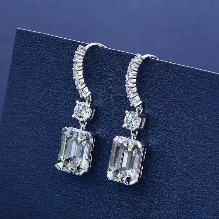 Emerald Cut Drop Earrings