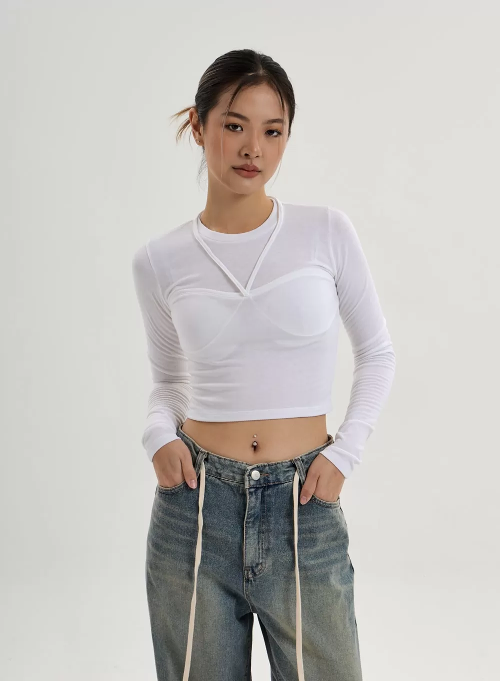 Fake Layered Crop Top CN17