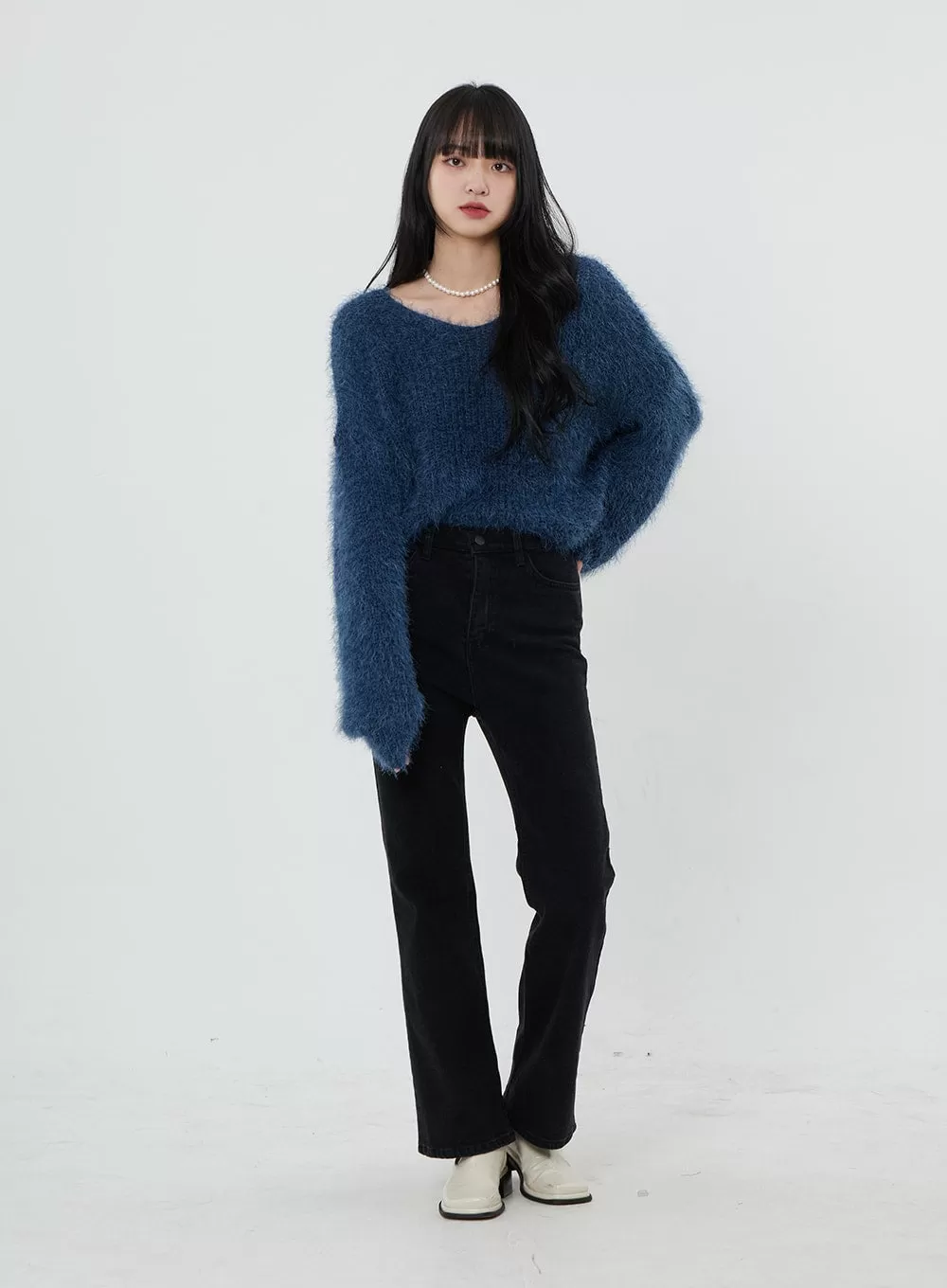 Faux Fur V-Neck Sweater OD21