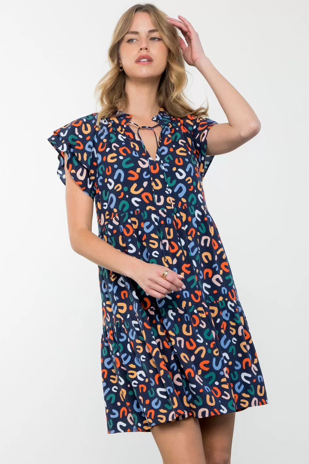 Flutter Sleeve Print Dress