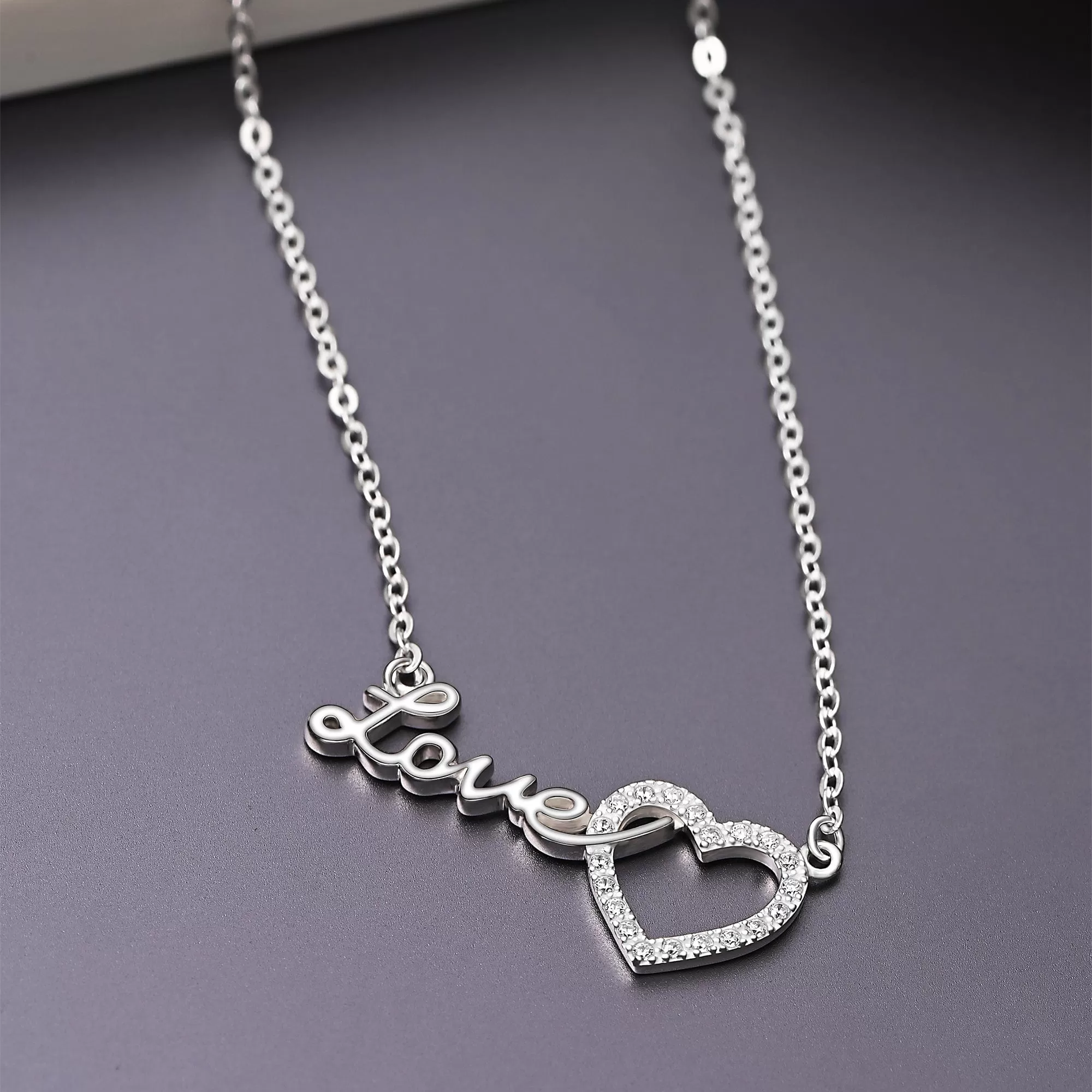 Forever Love Interlocked Heart Necklace Silver