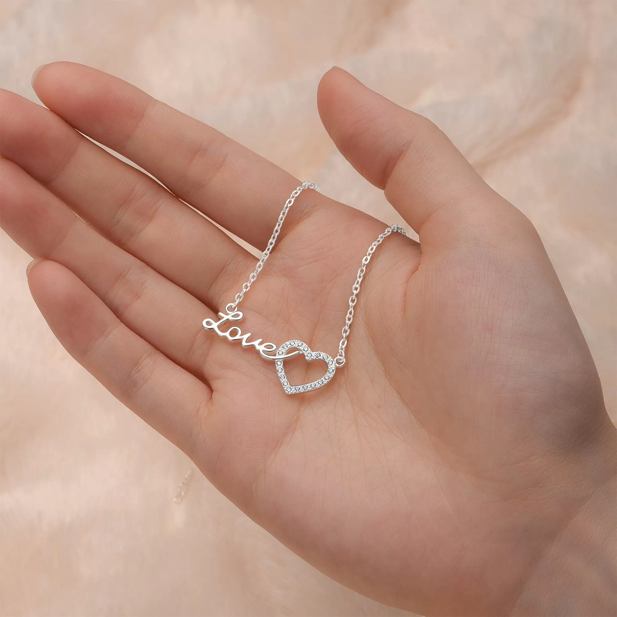 Forever Love Interlocked Heart Necklace Silver