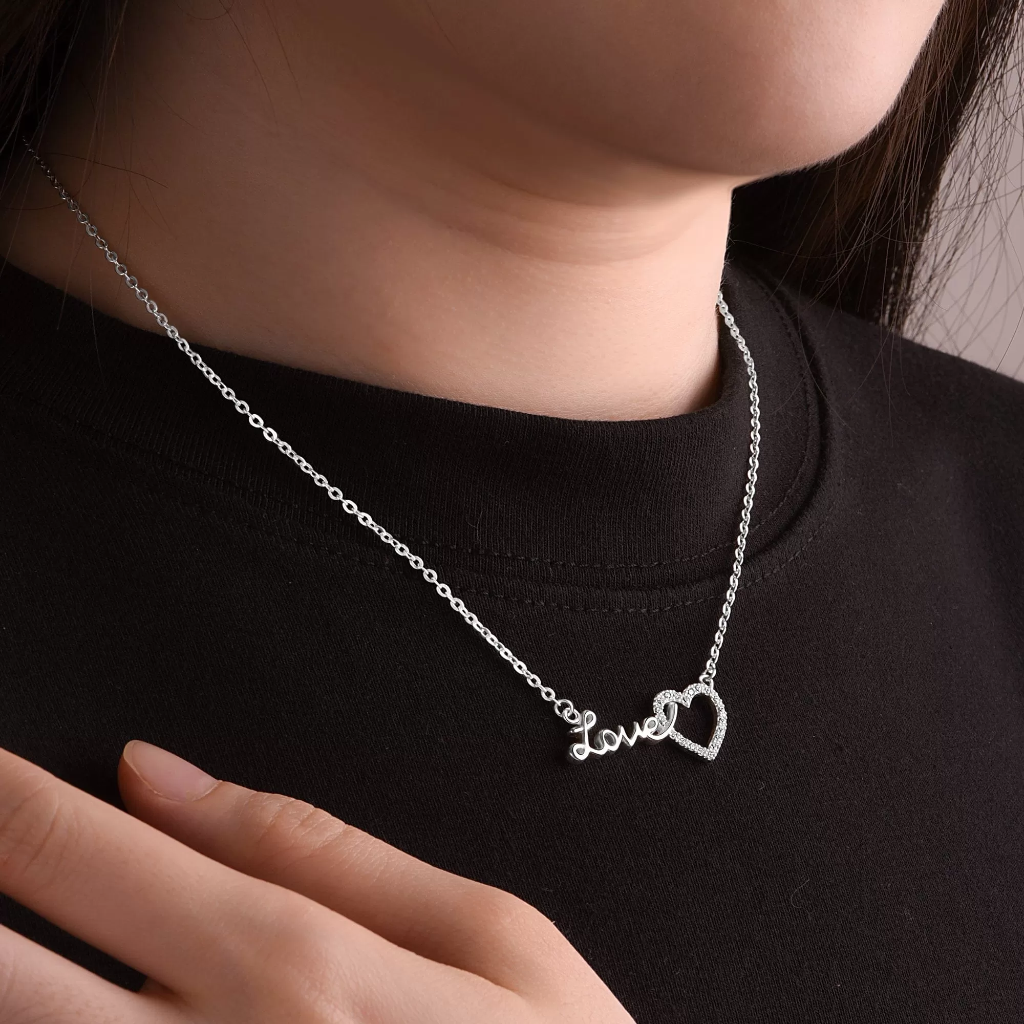 Forever Love Interlocked Heart Necklace Silver