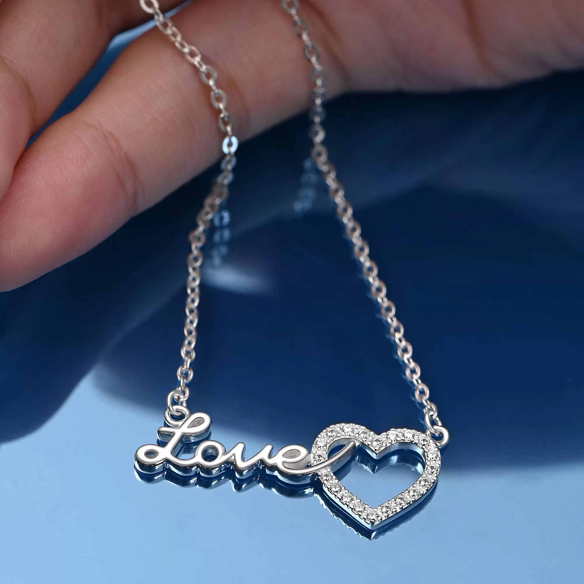 Forever Love Interlocked Heart Necklace Silver