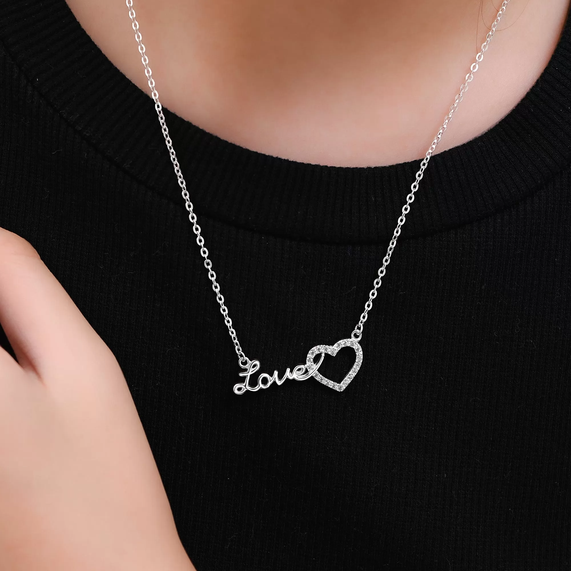 Forever Love Interlocked Heart Necklace Silver