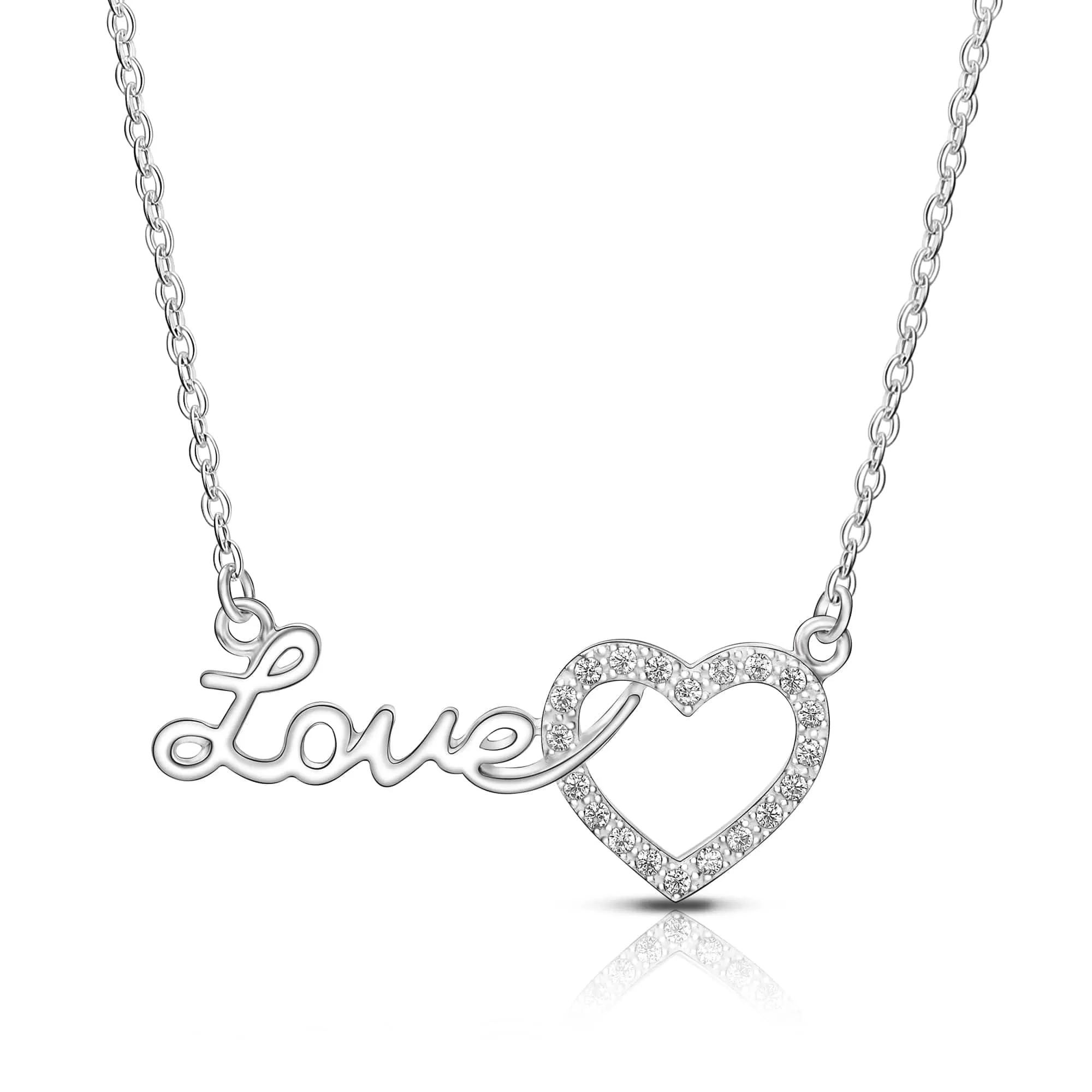 Forever Love Interlocked Heart Necklace Silver