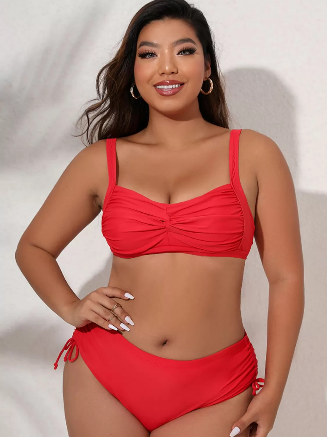 Full Size Twist Front Tied Bikini Set