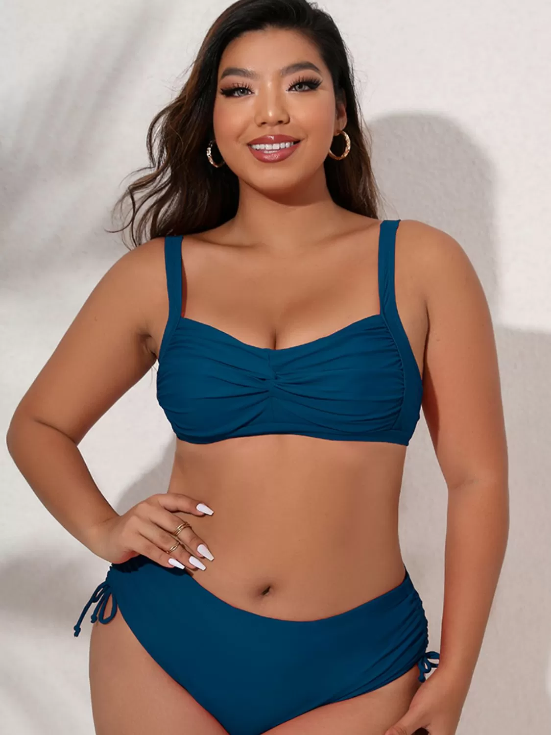 Full Size Twist Front Tied Bikini Set