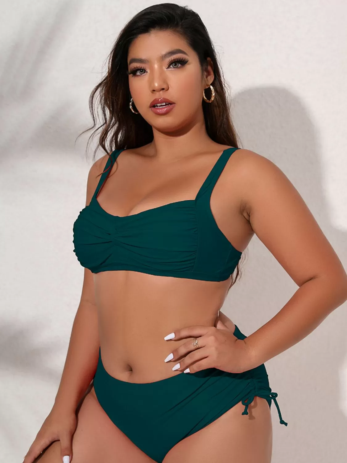 Full Size Twist Front Tied Bikini Set