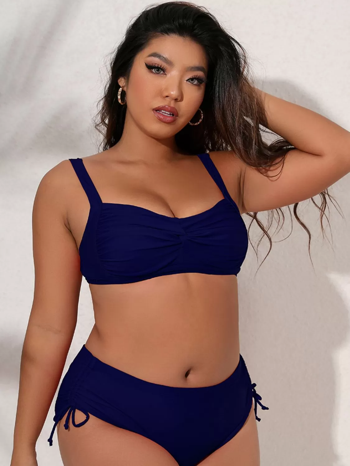 Full Size Twist Front Tied Bikini Set