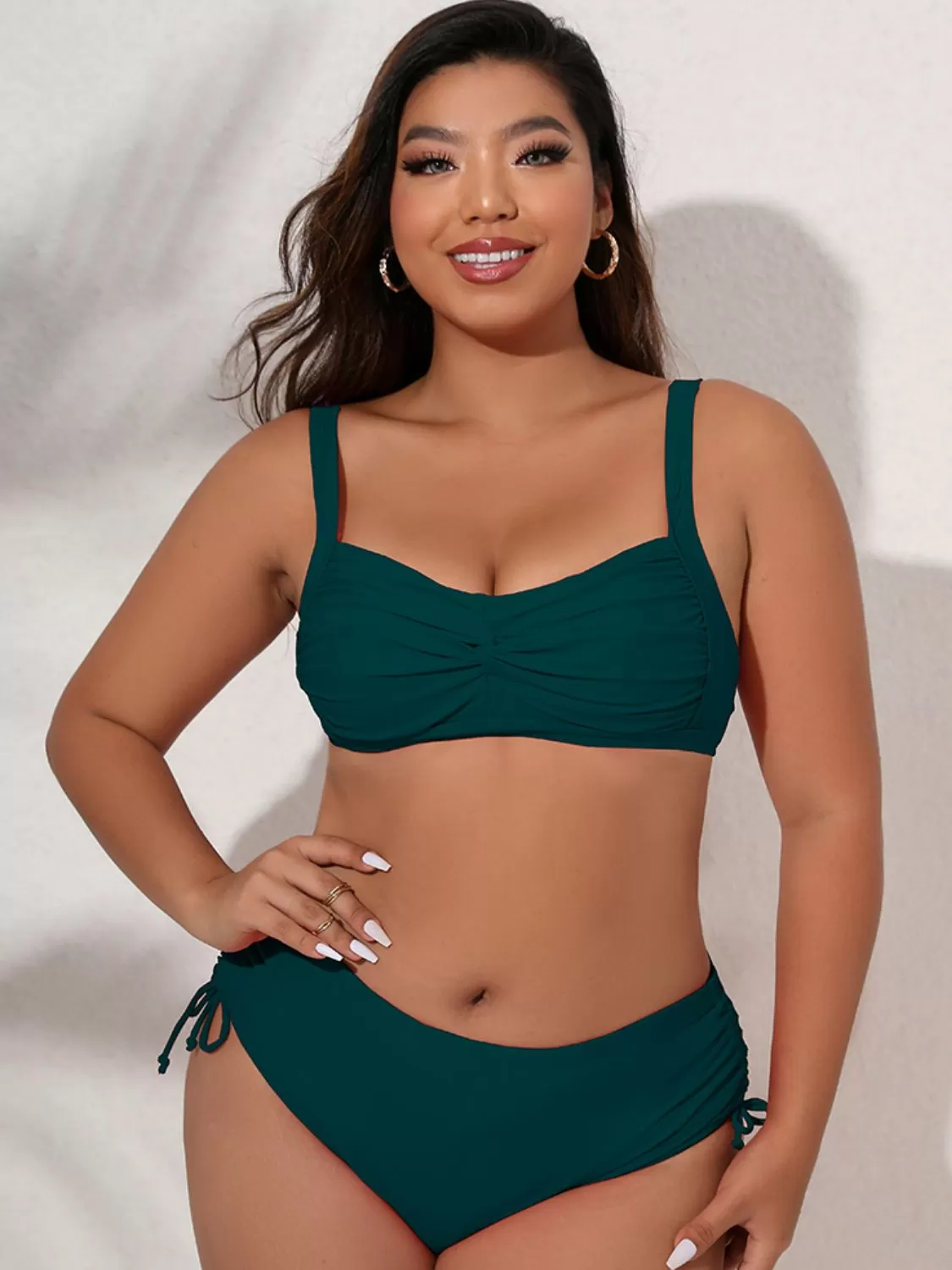 Full Size Twist Front Tied Bikini Set