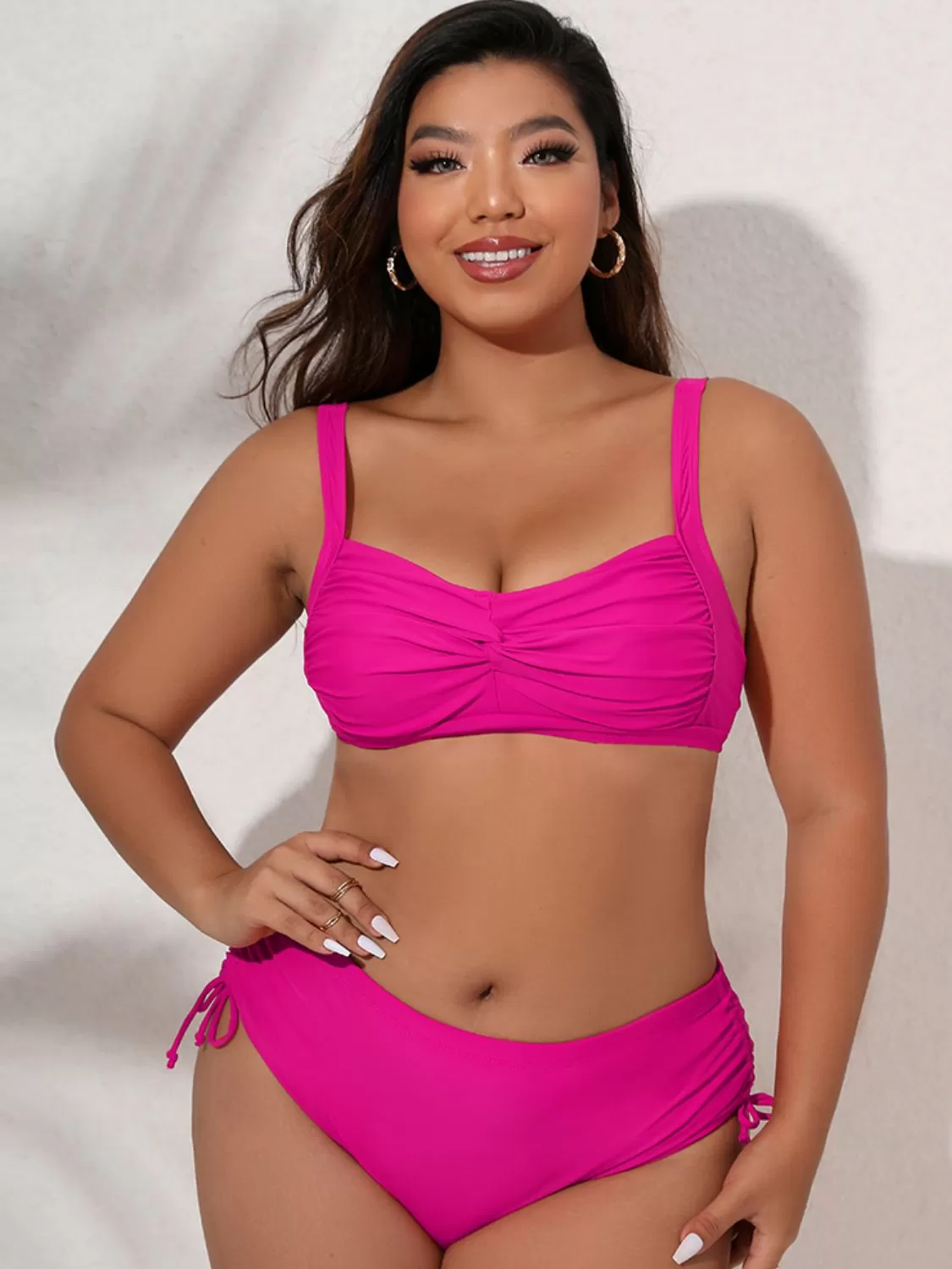 Full Size Twist Front Tied Bikini Set