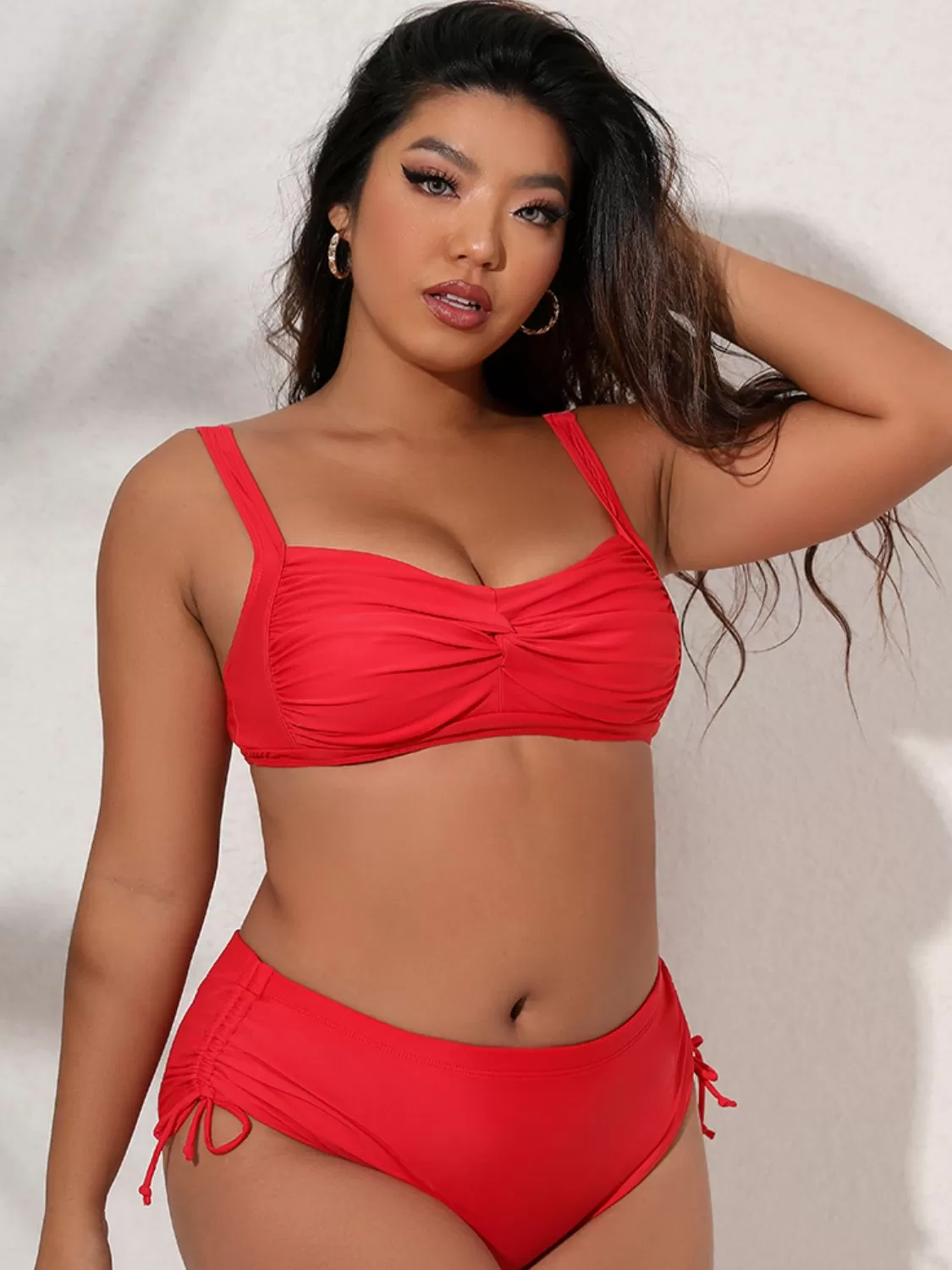 Full Size Twist Front Tied Bikini Set