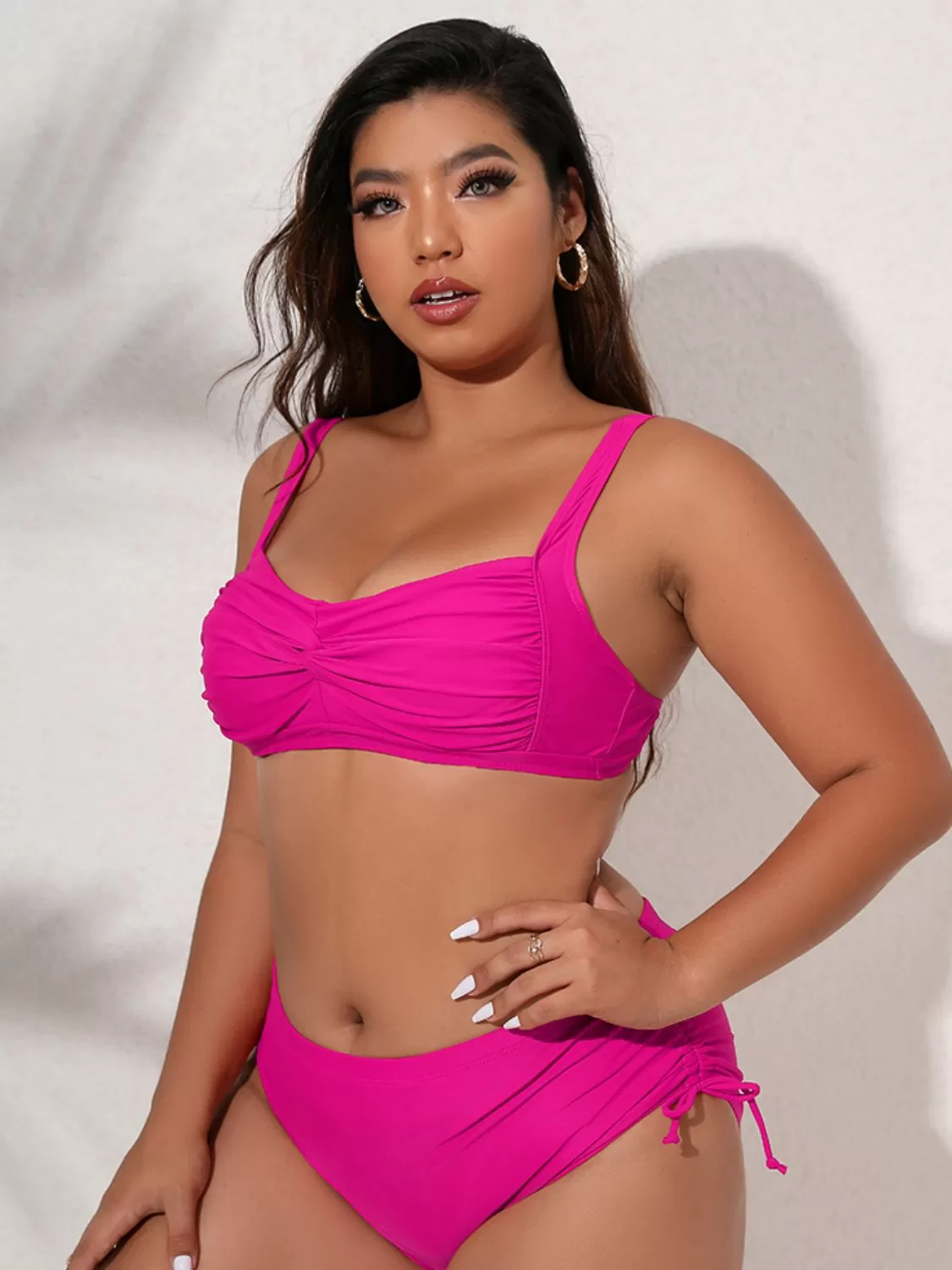 Full Size Twist Front Tied Bikini Set