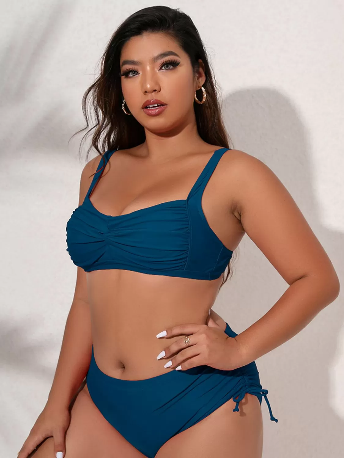 Full Size Twist Front Tied Bikini Set