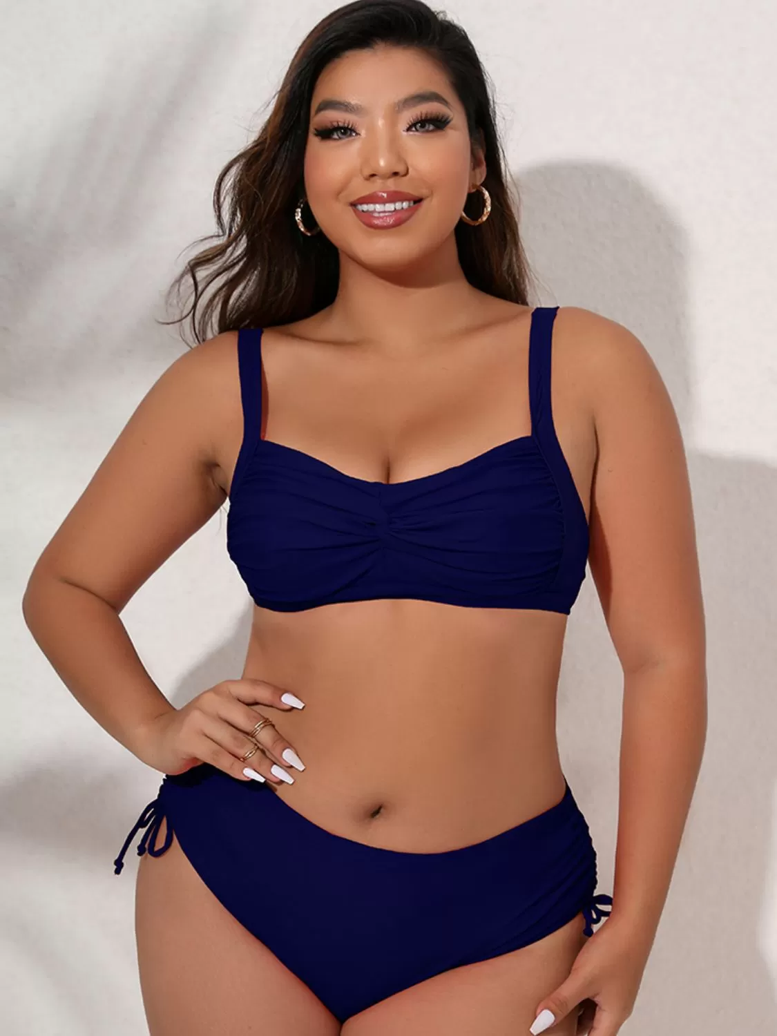 Full Size Twist Front Tied Bikini Set