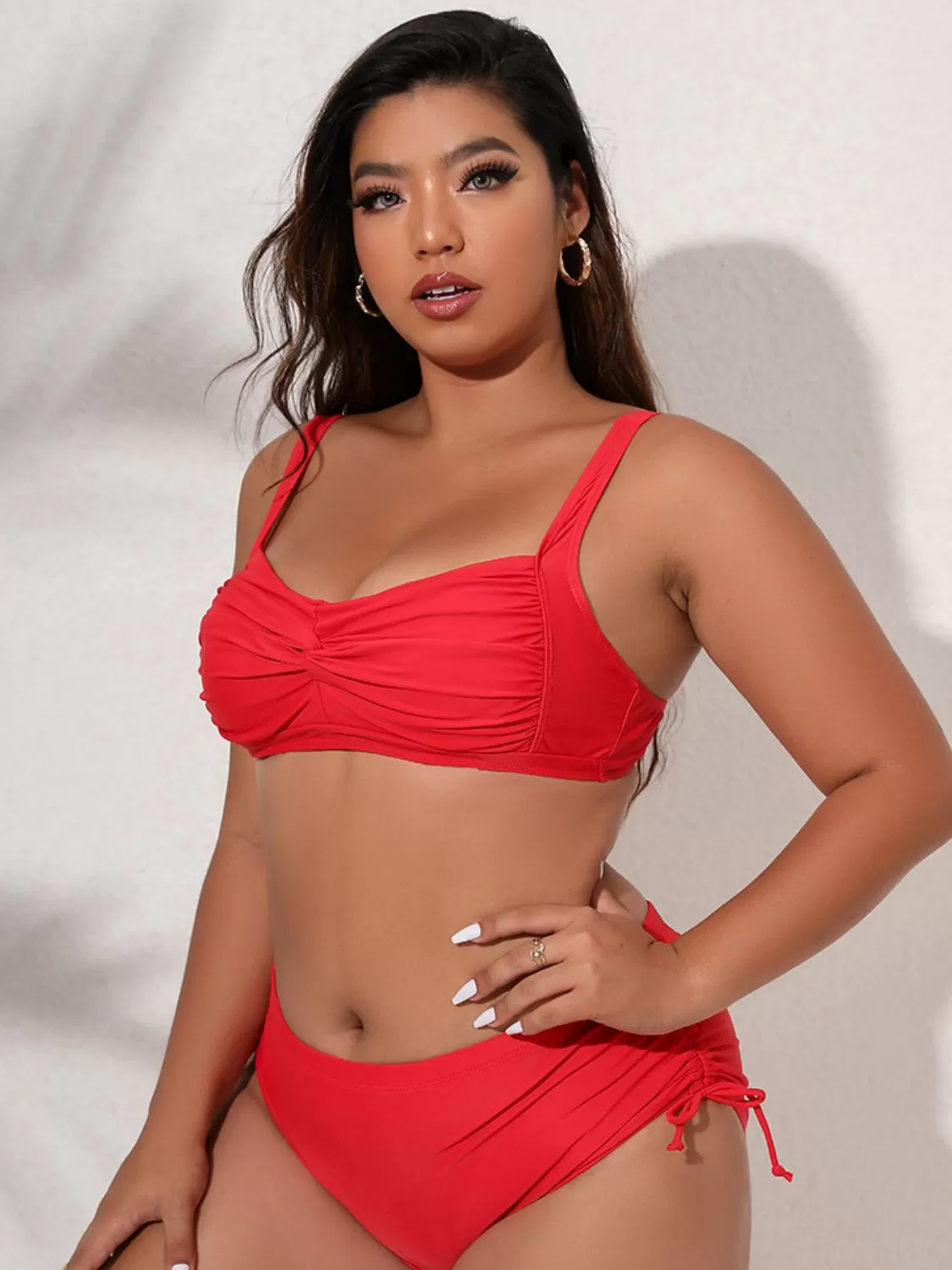 Full Size Twist Front Tied Bikini Set