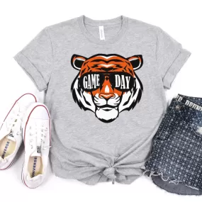 Game Day Tiger with Sunglasses T-shirt on Athletic Grey