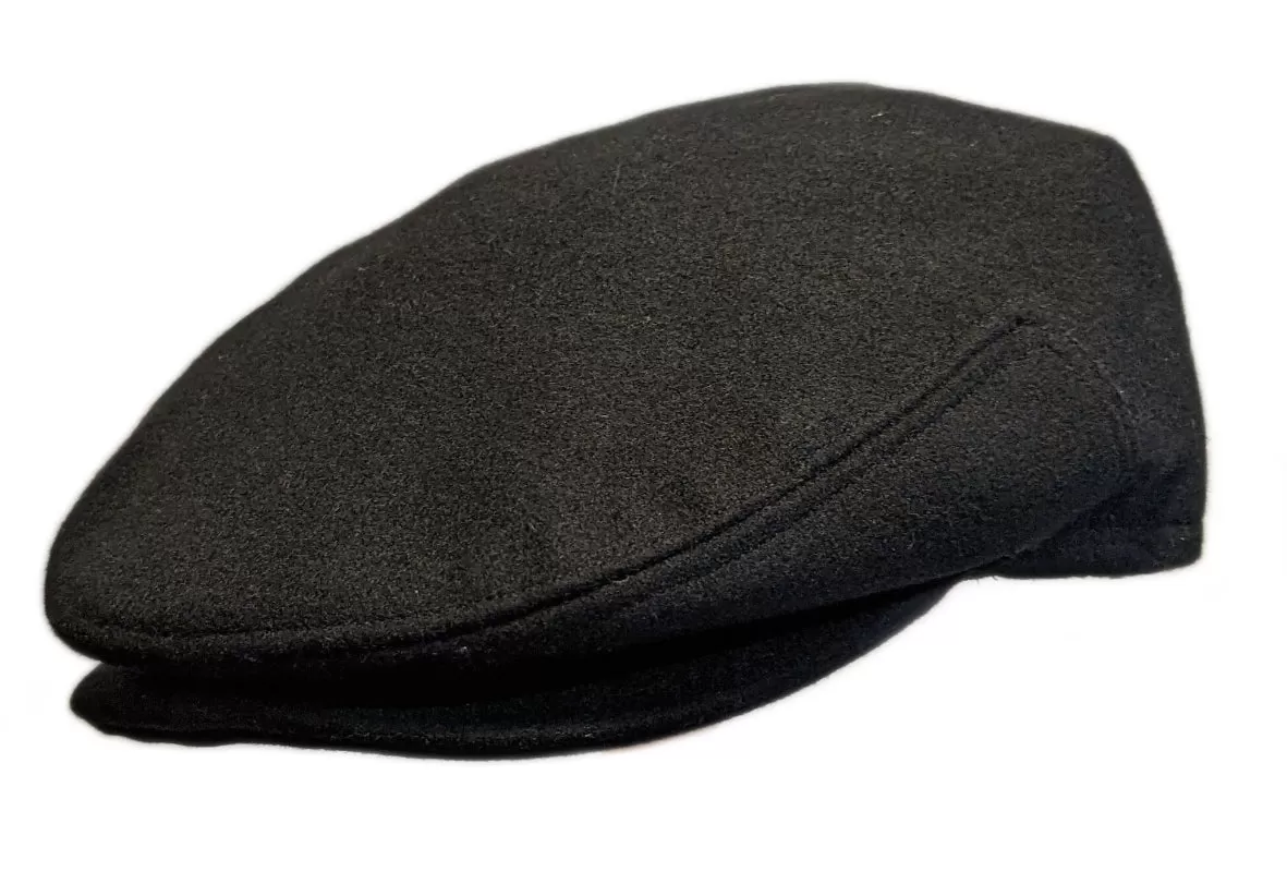 Grand Hatters house label Wool flat cap in Black