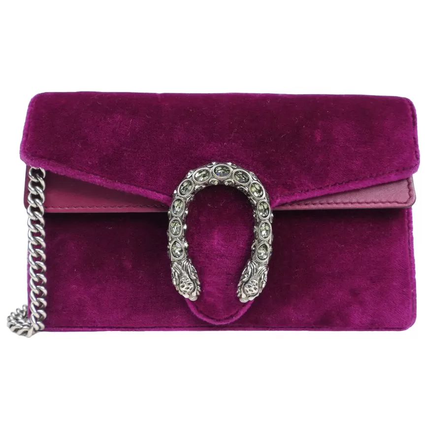 Gucci Purple Velvet Super Mini Dionysus Crossbody Bag