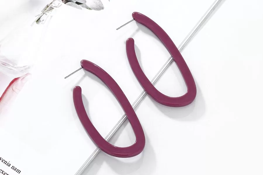 Irregular Geometric Shape Acrylic Hoop Earrings - 2 Colors