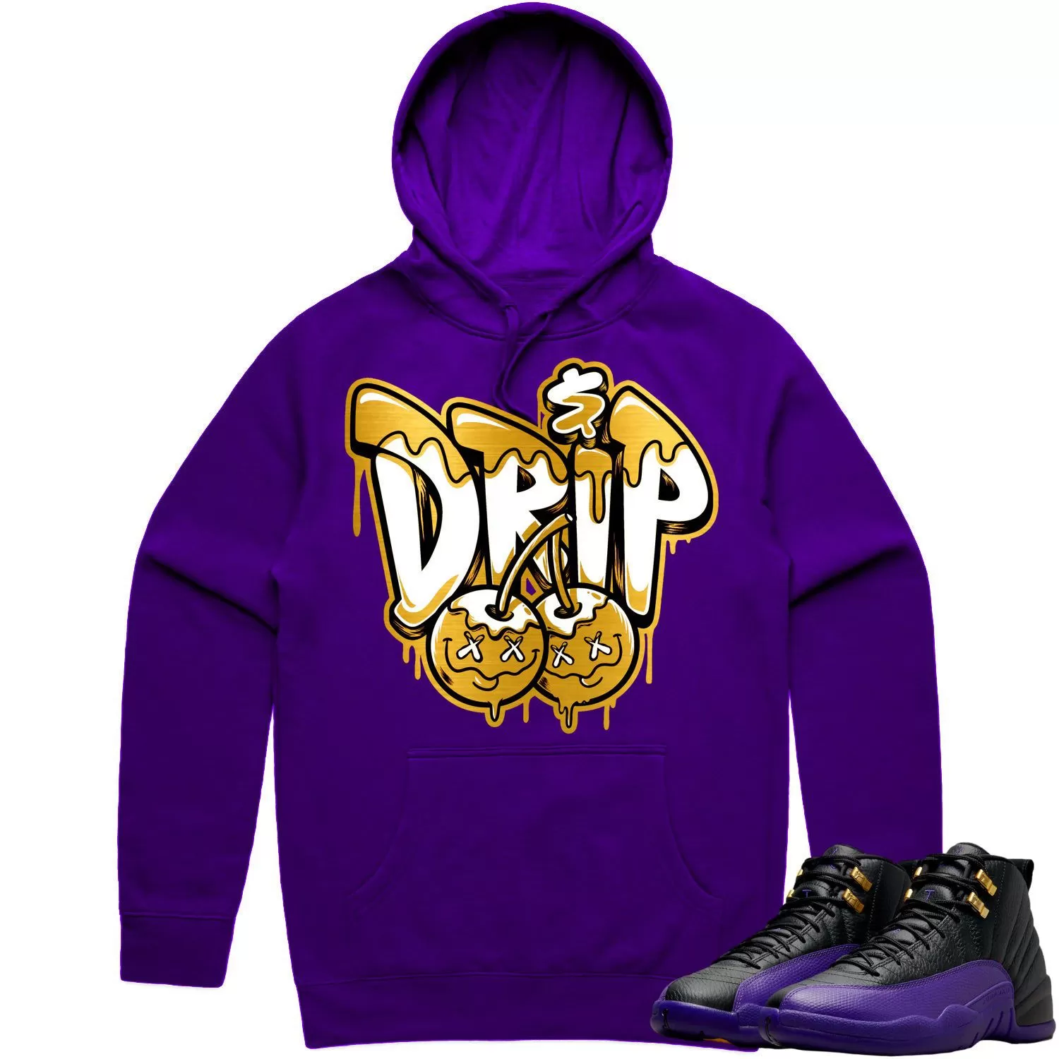 Jordan 12 Field Purple 12s Hoodie to Match - GOLD METALLIC MONEY DRIP