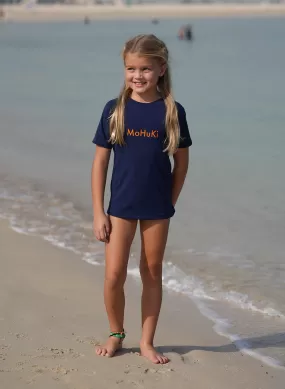 Kids Rashguard Sun Protectant T-Shirt - Navy/Orange