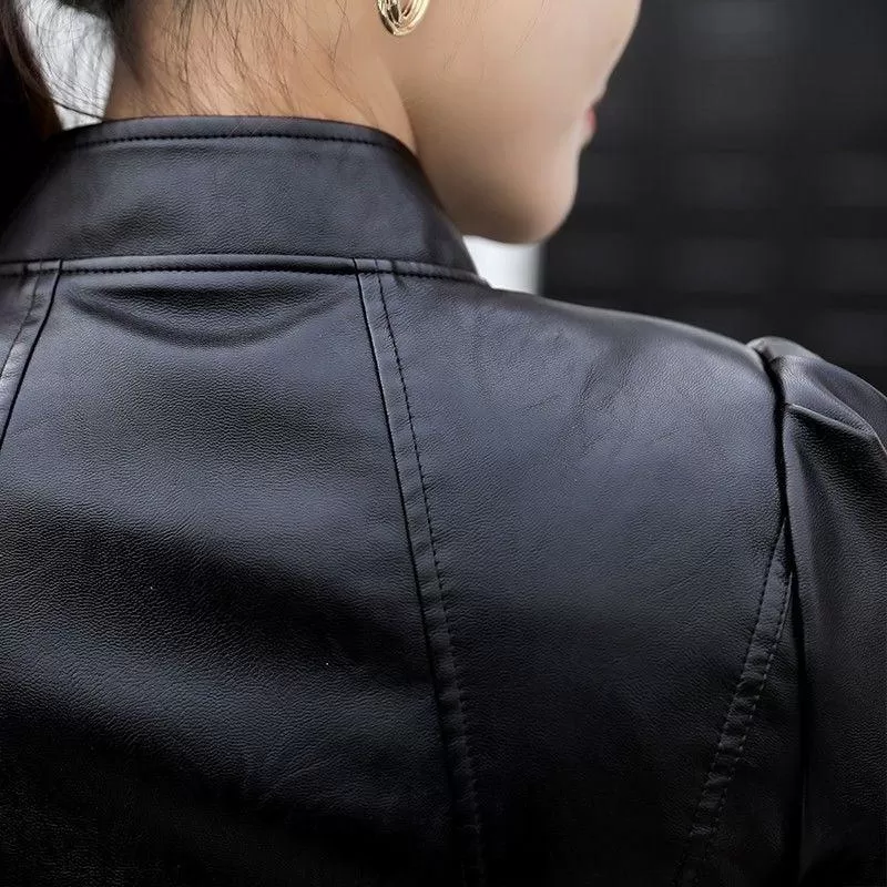 Leather Jacket Short Faux Leather Biker Jacket