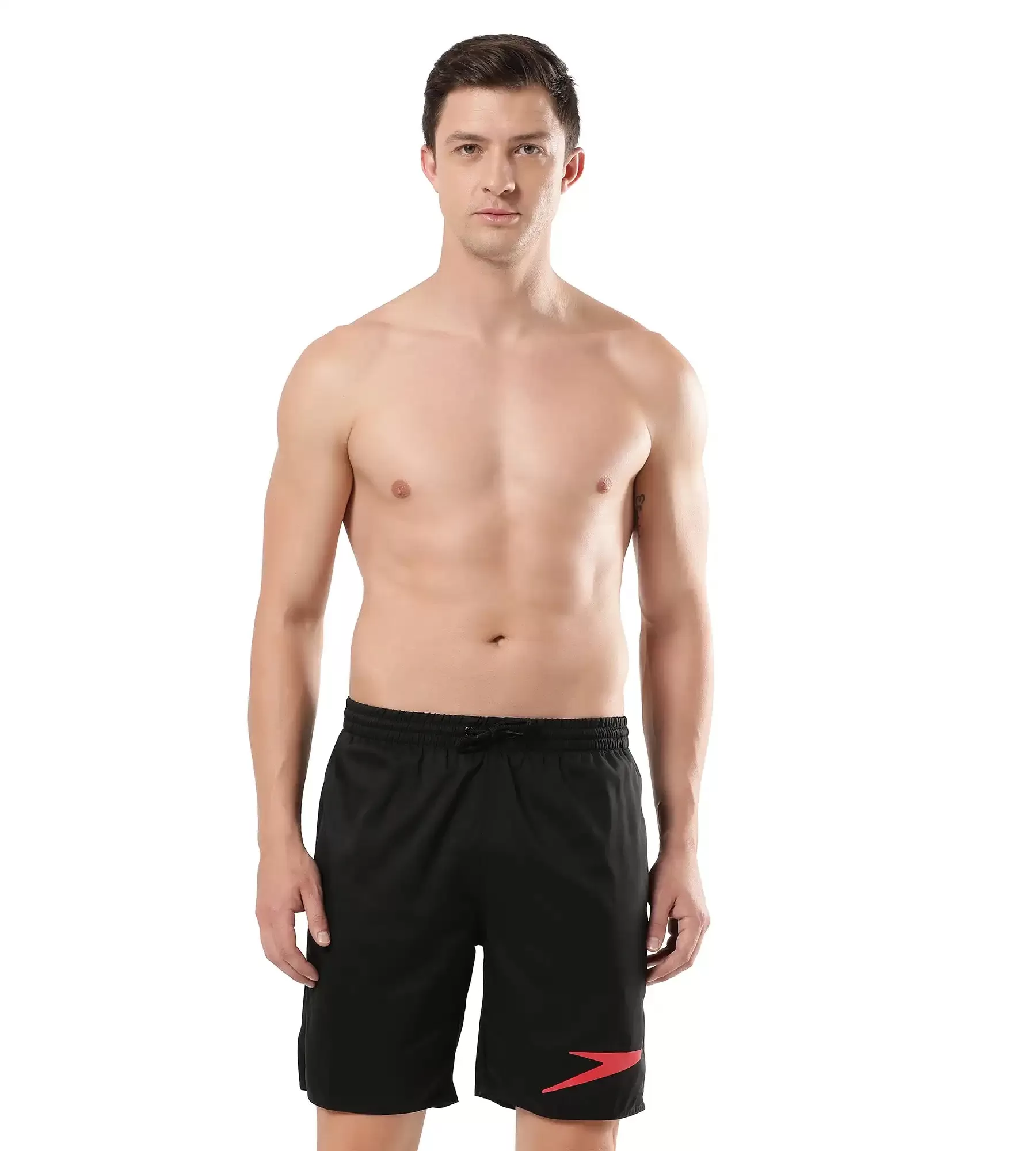 Men's Essential Placement Printed Watershorts - Black  &  Fed Red