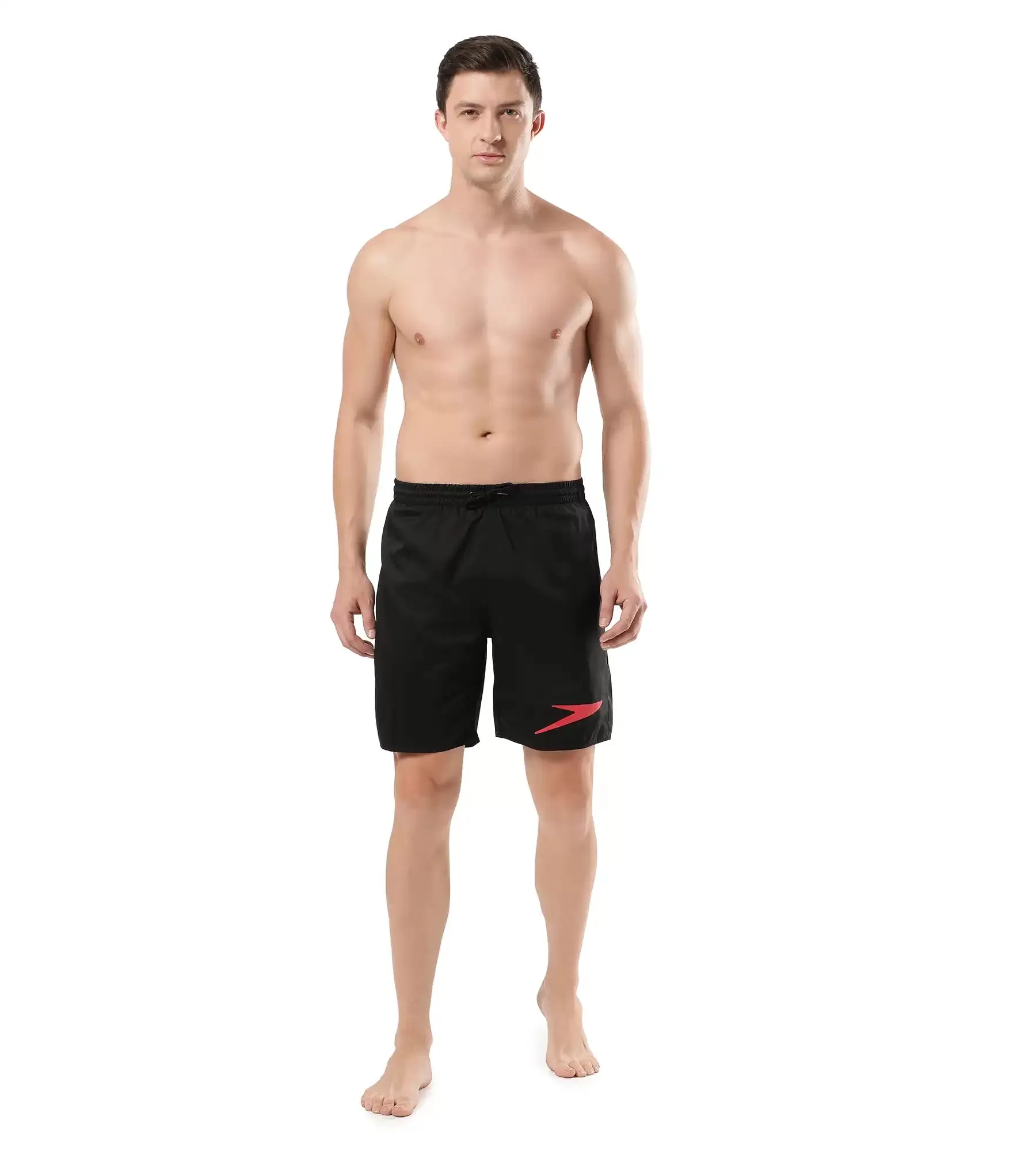 Men's Essential Placement Printed Watershorts - Black  &  Fed Red