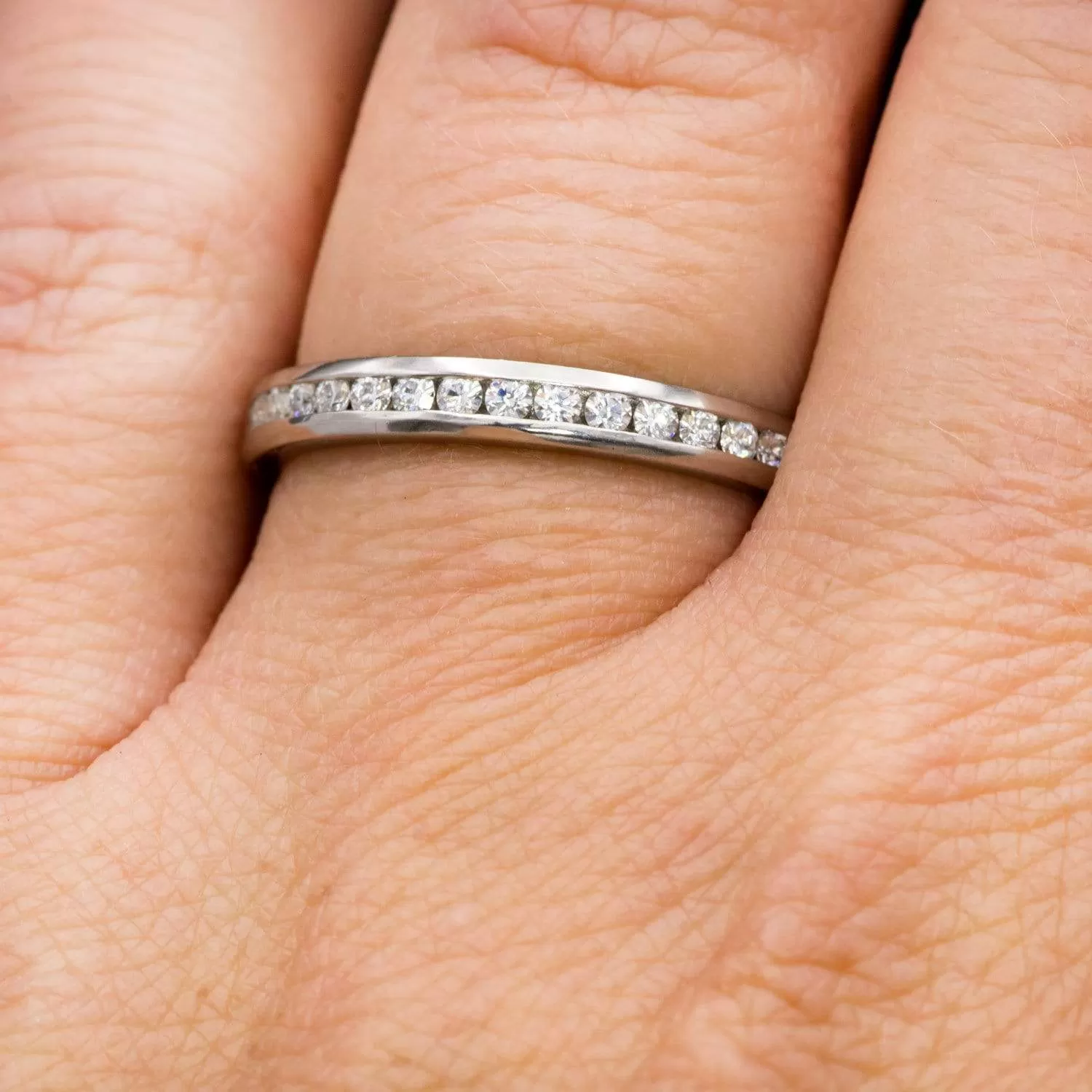 Moissanite Channel Set Anniversary Wedding Band