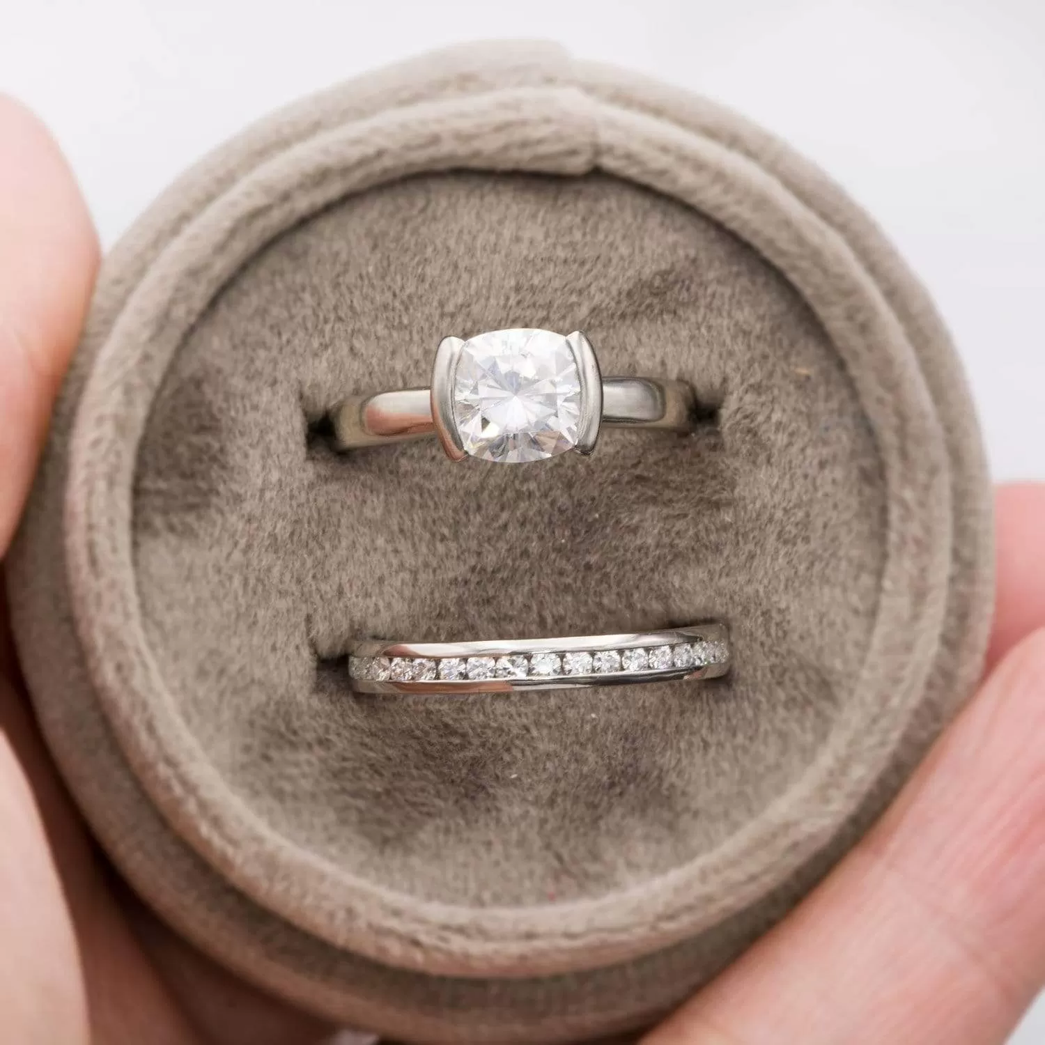 Moissanite Channel Set Anniversary Wedding Band