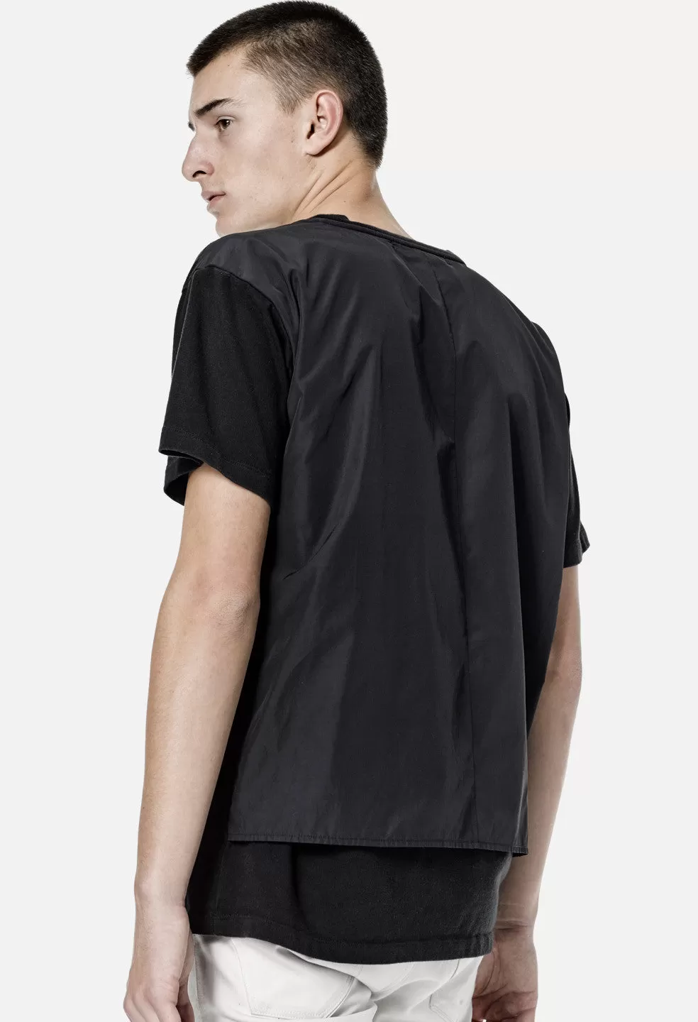 Nylon Panel Tee / Black