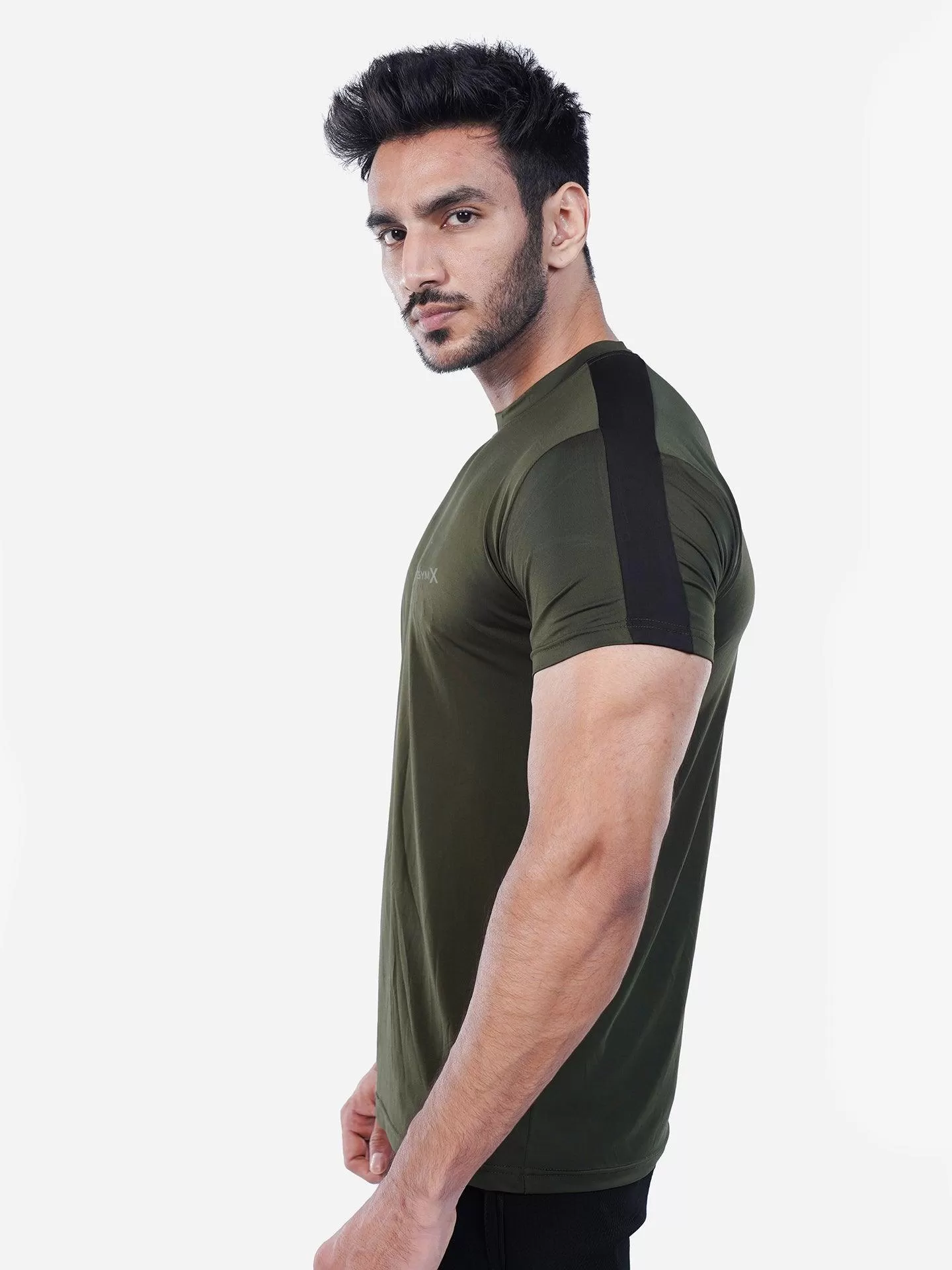 Olive Green GymX Panel Tee