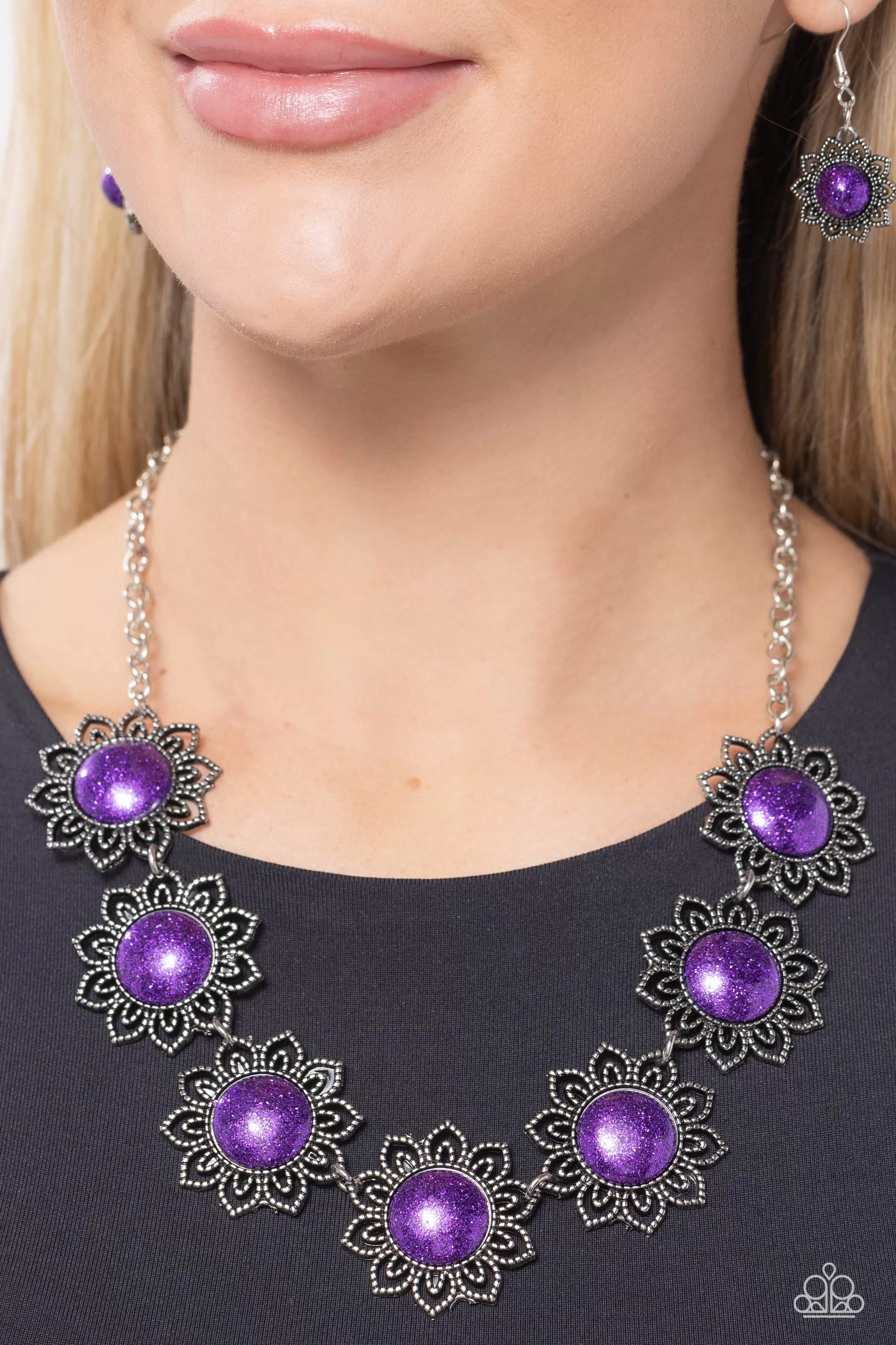 Paparazzi The GLITTER Takes It All Purple Necklace & Earring Set