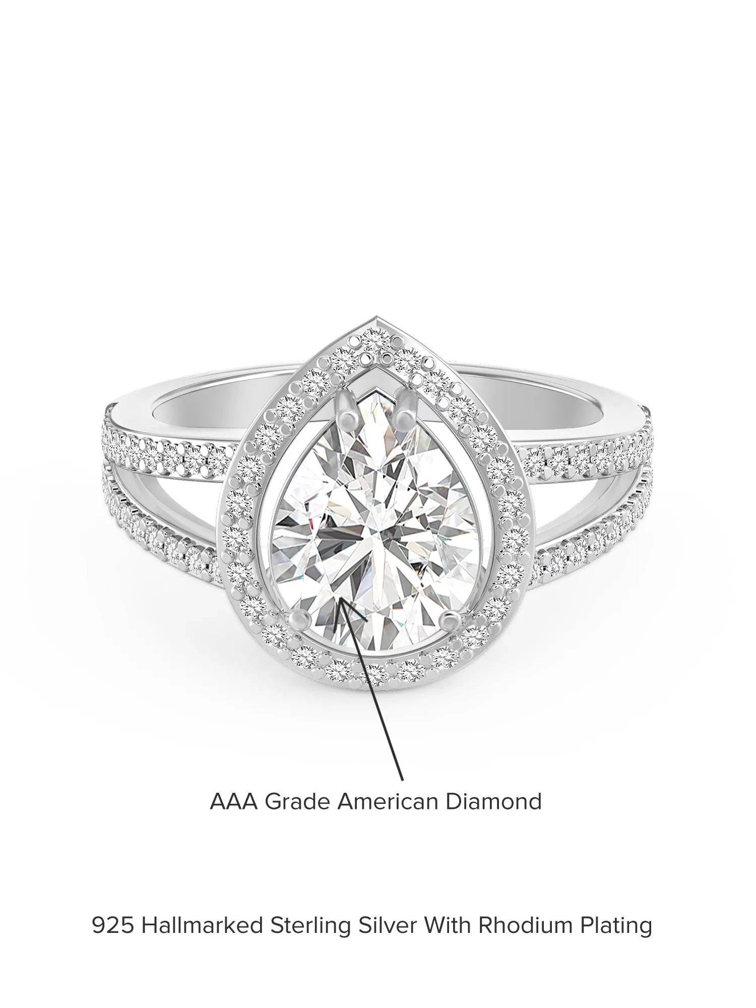 Pear Shape 1.5 Carat American Diamond Womens Ring