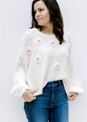 Pop of Pink Ivory Sweater