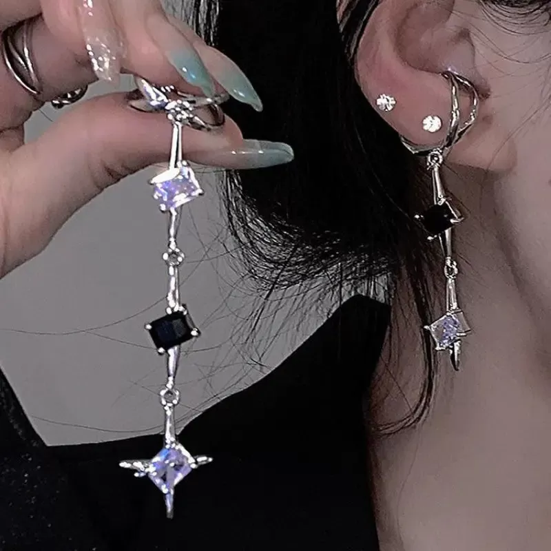 Purple and Black Long Metalic Earring ON1433