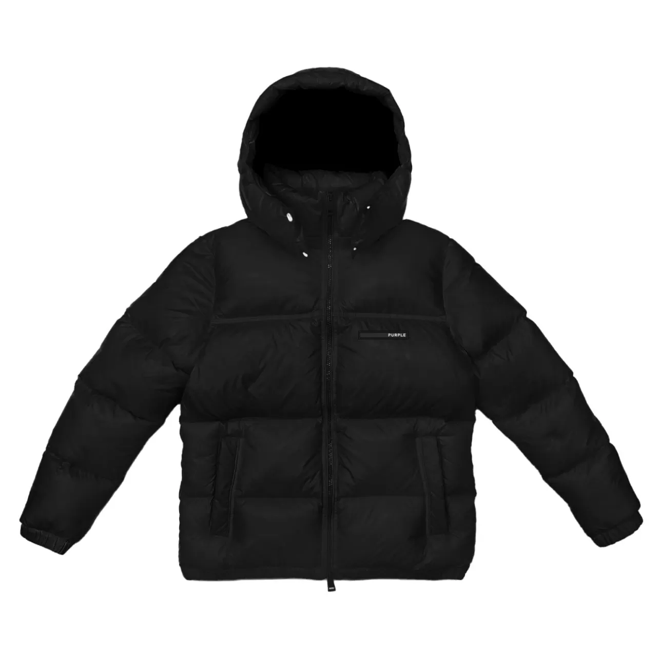 Purple Brand Nylon Snap Off Hood Puffer Jacket (Black)