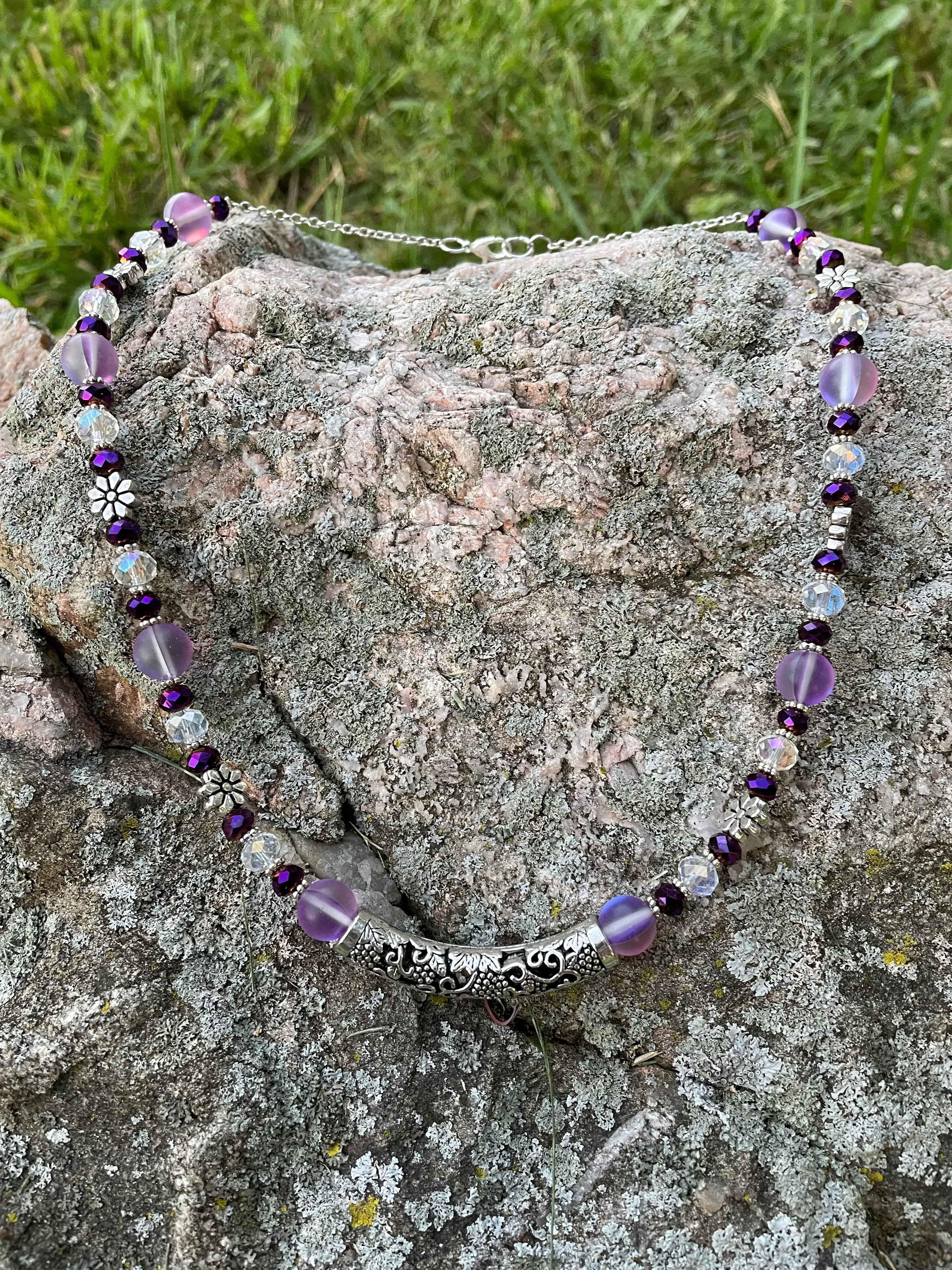 Purple Flower Necklace Set