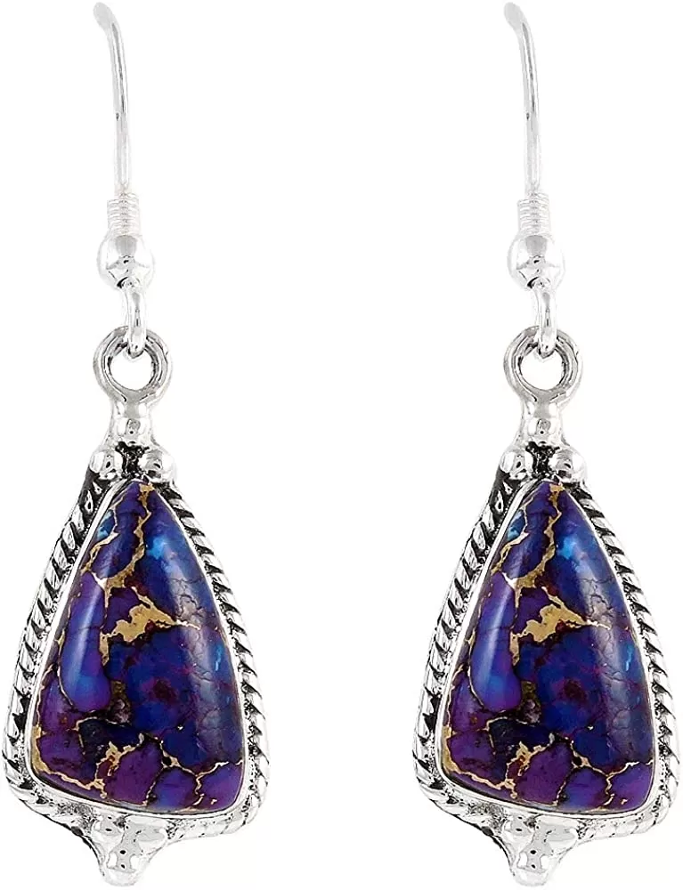 Purple Turquoise Sterling Silver Earrings