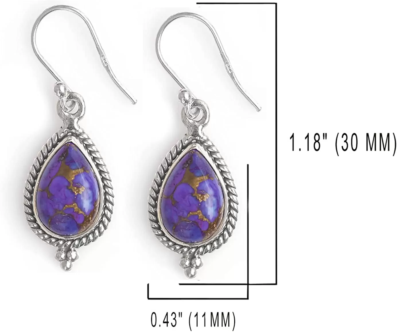 Purple Turquoise Sterling Silver Earrings