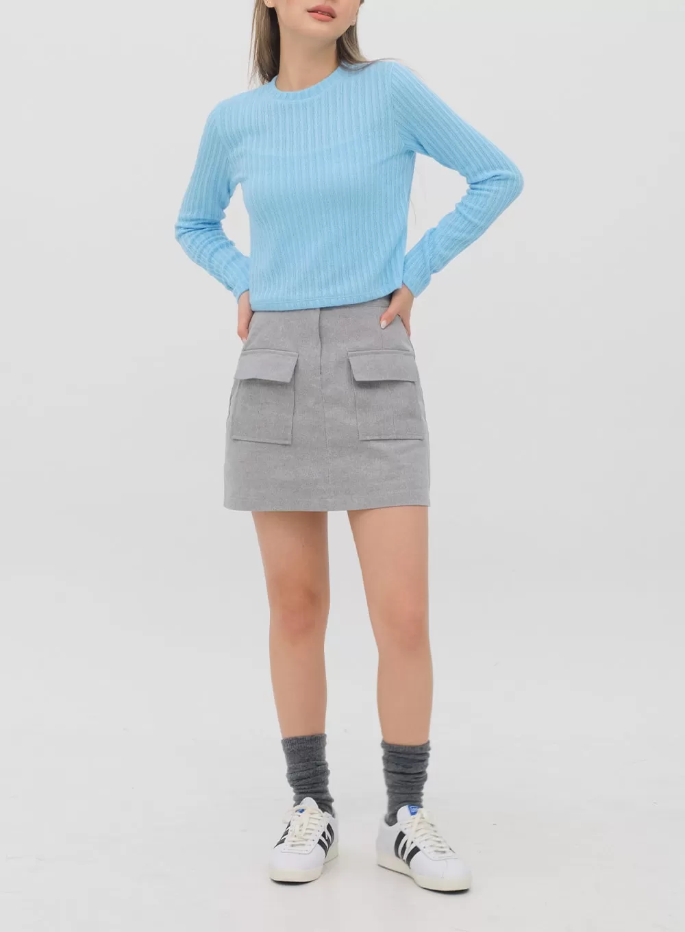 Ribbed Long Sleeve Crop Top M4