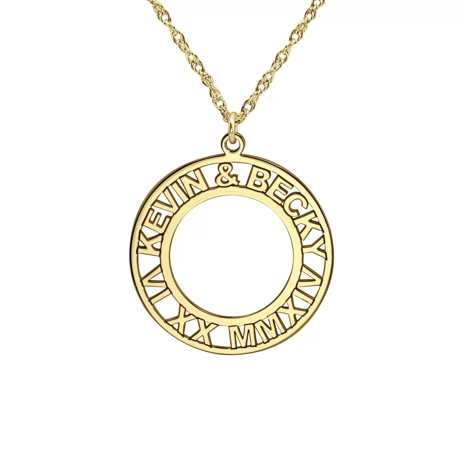 Roman Numeral and Names Anniversary Necklace