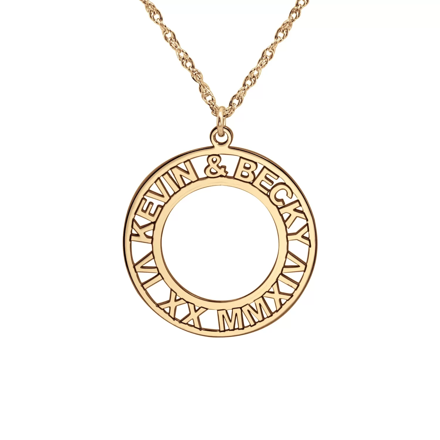 Roman Numeral and Names Anniversary Necklace