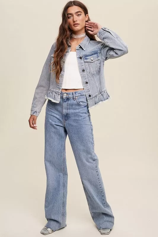 Ruffle Denim Jacket