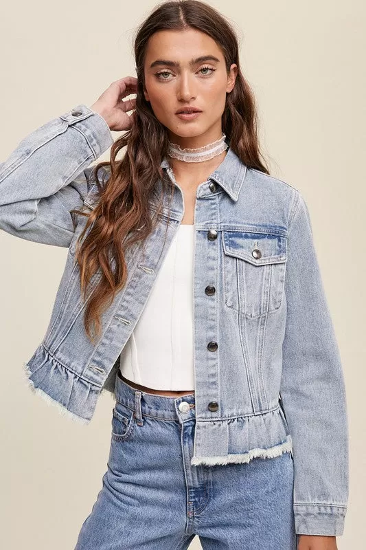 Ruffle Denim Jacket