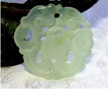 Sale-Happy Life Dragon and Phoenix Chinese Jade Pendant (P-608)