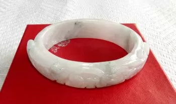 Sale-Rare Small Oval Carved Dragon and Phoenix Jadeite Jade Bangle BraceletFits Like 48mm (JHBB603)